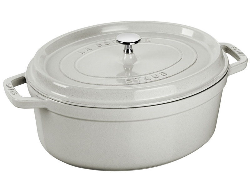 Staub Oválný litinový hrnec s poklicí Cocotte, bílý lanýž, 31 cm / 5,5 l 11031107