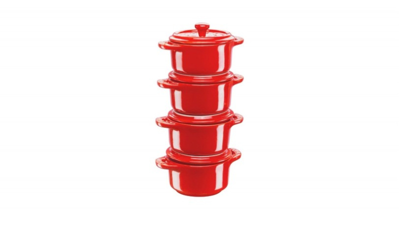 Staub Sada 4 keramických forem Mini Cocotte, Ø 10 cm, višeň 1008677