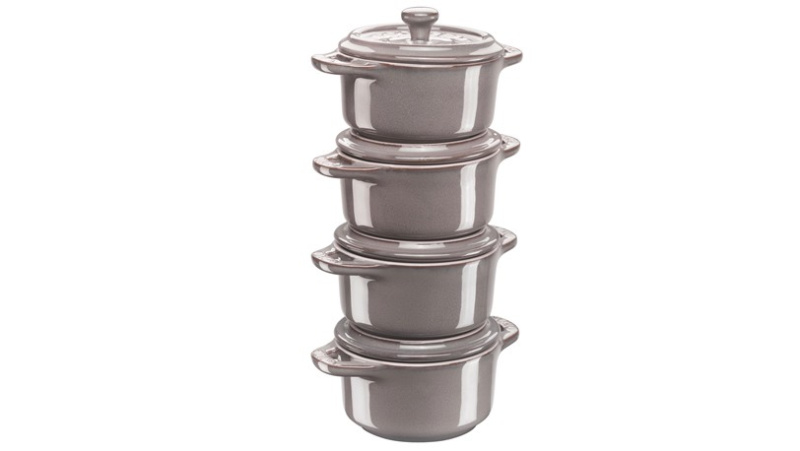 Staub Sada 4 keramických forem Mini Cocotte, Ø 10 cm, antická šedá 40508-160