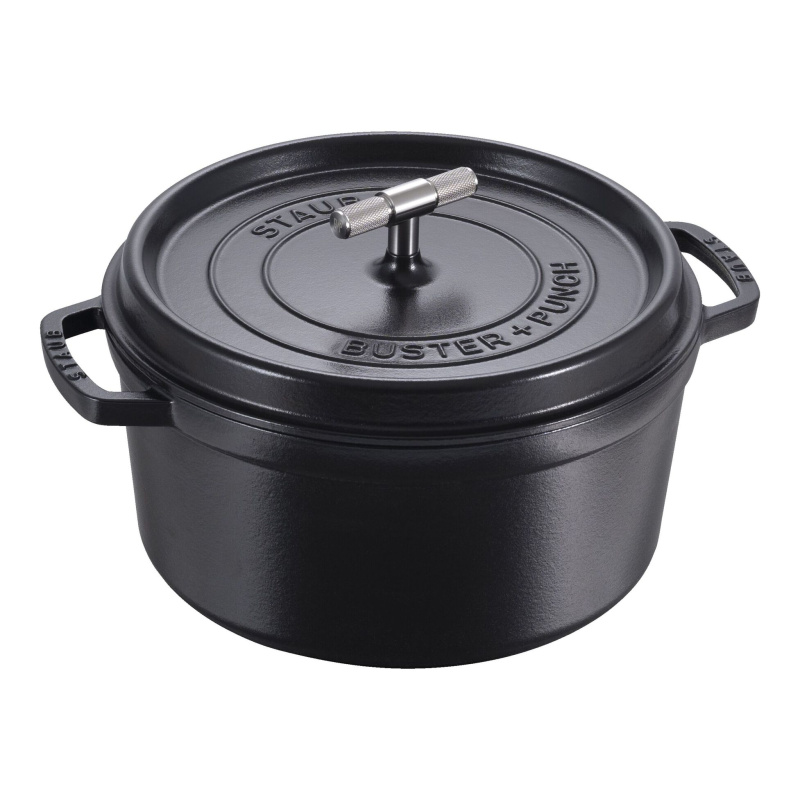 Staub Litinový hrnec s poklicí La Cocotte Buster + Punch, Ø 28 cm / 6,7 l, černá 1029896
