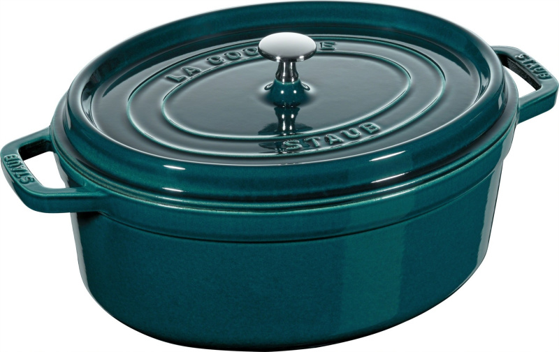 Staub Oválný litinový hrnec s poklicí Cocotte, pastelově modrá, 31 cm / 5,5 l 1103137