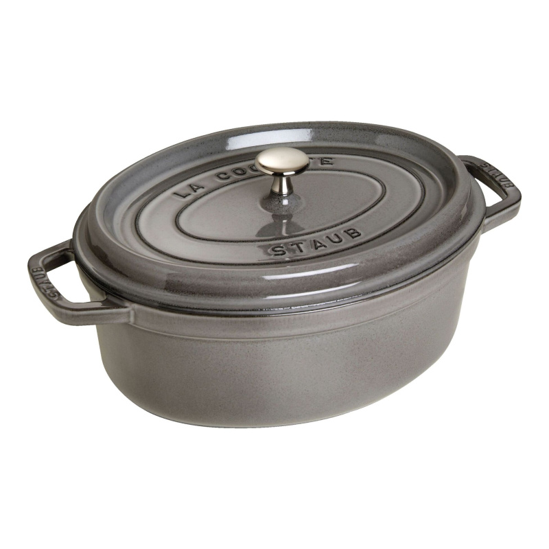 Staub Oválný litinový hrnec s poklicí Cocotte, grafitově šedá, 37 cm / 8,0 l 1103718