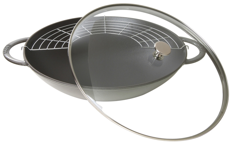 Staub Litinový wok se skleněnou poklicí, 37 cm, grafitově šedá 1003950