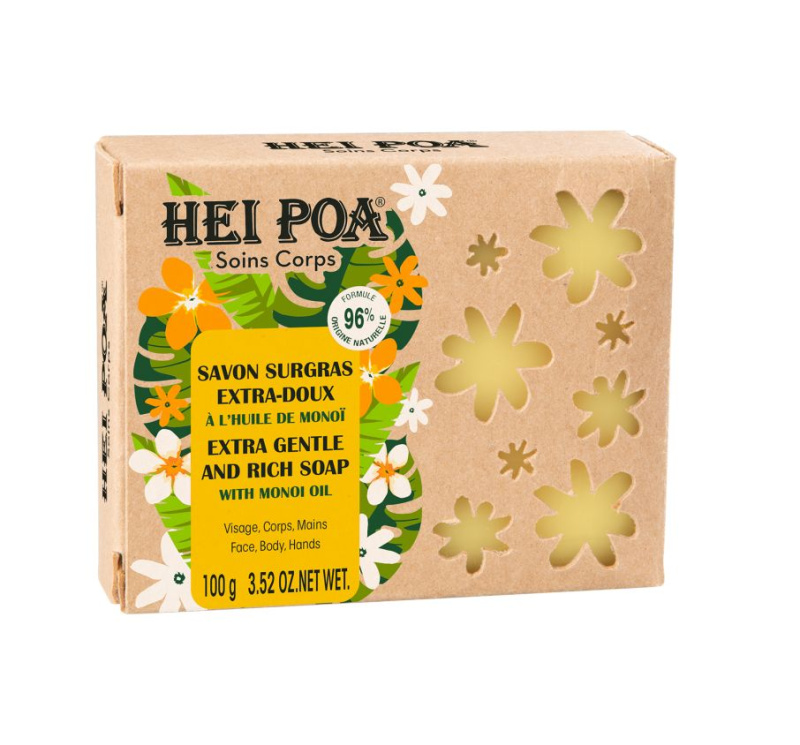 Hei Poa Tahiti Monoi Oil přírodní tuhé mýdlo 100 g