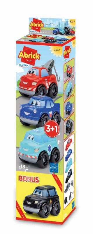 Ecoiffier Abrick Stavebnice auta Fast Car Sada autíček 3 kusy +1 zdarma 18m+
