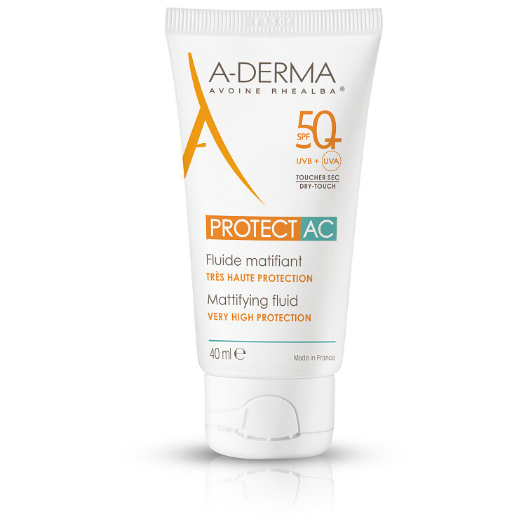 A-Derma Protect AC Mattifying Fluid zmatňující pleťový fluid SPF 50+ 40 ml