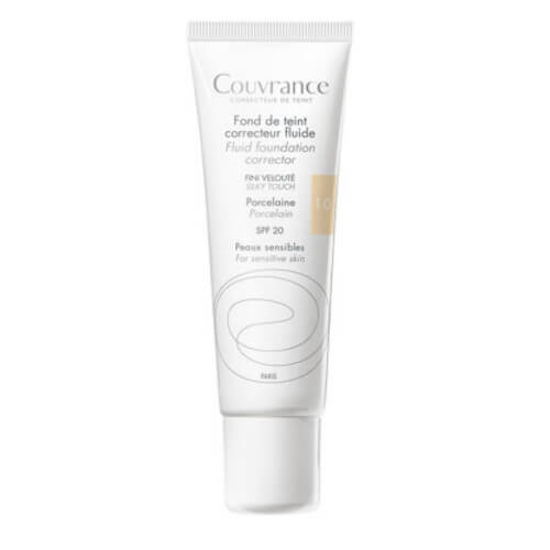 Avène Couvrance Fluid Foundation Corrector tekutý krycí make-up SPF 20 odstín 1.0 Porcelain 30 ml