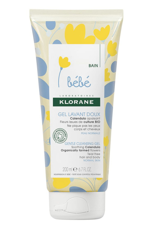Klorane Bébé Calendula jemný mycí gel pro děti od narození s pumpičkou 200 ml