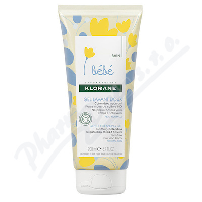 Klorane Bébé Calendula jemný mycí gel pro děti od narození s pumpičkou 200 ml