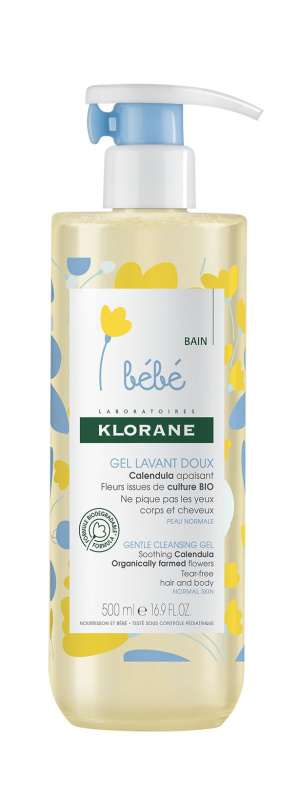 Klorane Bébé Calendula jemný mycí gel pro děti od narození s pumpičkou 500 ml