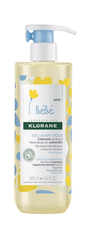 Klorane Bébé Calendula jemný mycí gel pro děti od narození s pumpičkou 500 ml