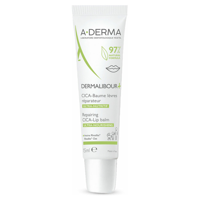 A-Derma Dermalibour+ vyživující balzám na rty s hydratačním účinkem 15 ml