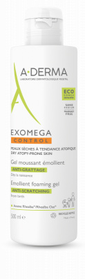 A-Derma Exomega Control Emollient Foaming gel zvláčňující pěnivý gel pro suchou až atopickou pleť 500 ml