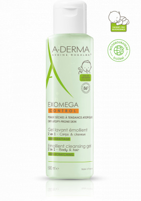 A-Derma Exomega Control 2 in 1 emollient cleansing gel sprchový gel pro suchou až atopickou pokožku 500 ml