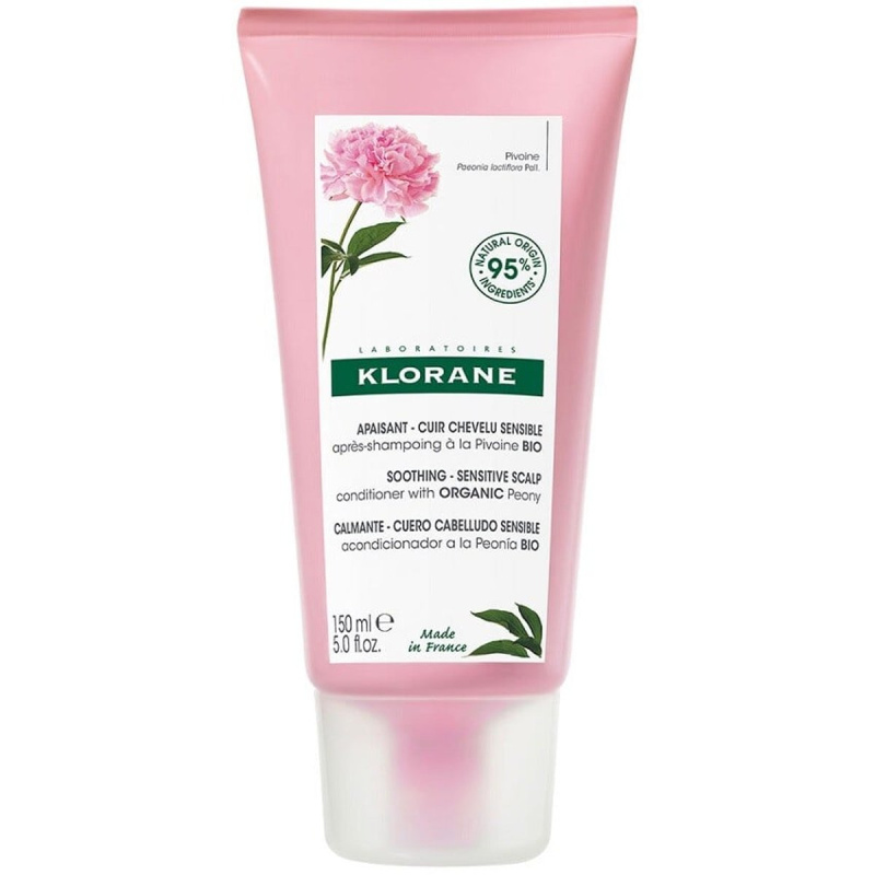 Klorane Pivoňka Soothing Sensitive Hair Scalp Conditioner balzám na vlasy pro citlivou pokožku hlavy 150 ml