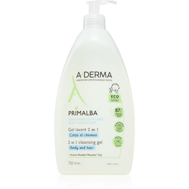 A-Derma Primalba Baby mycí gel na tělo a vlasy pro děti 750 ml