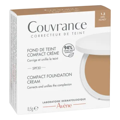 Avène Couvrance Compact Cream Foundation krémový make-up s vysokou UV ochranou odstín 1.3 Miel Honey 8.5 g