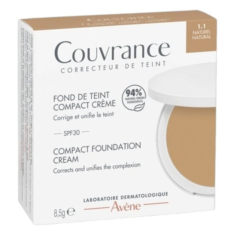 Avène Couvrance Compact Cream Foundation krémový make-up s vysokou UV ochranou odstín 1.1 Naturel Natural 8.5 g