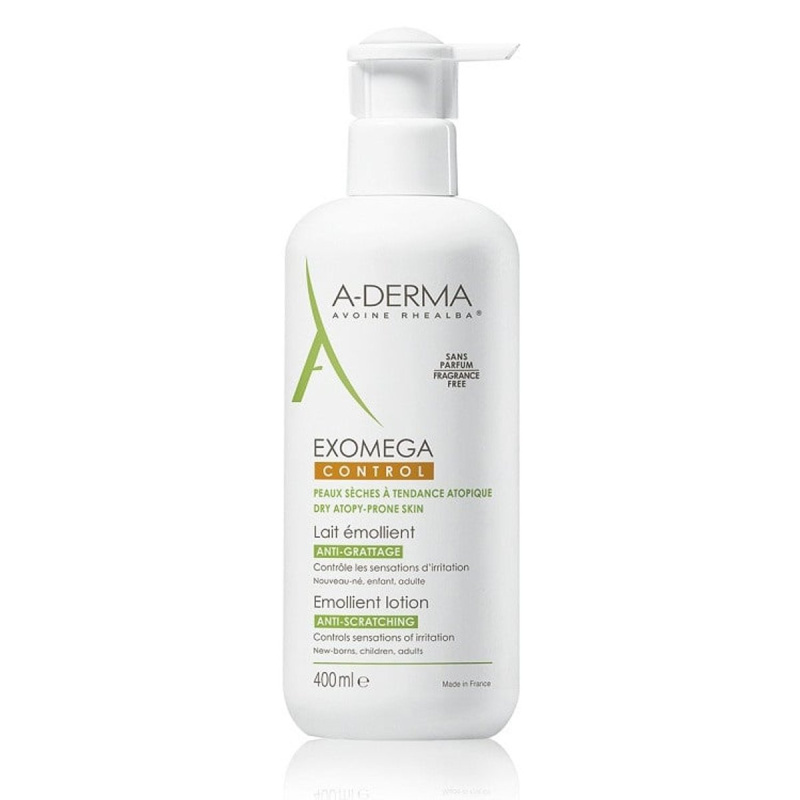 A-Derma Exomega Control Emollient Lotion tělové mléko proti podráždění a svědění pokožky 400 ml