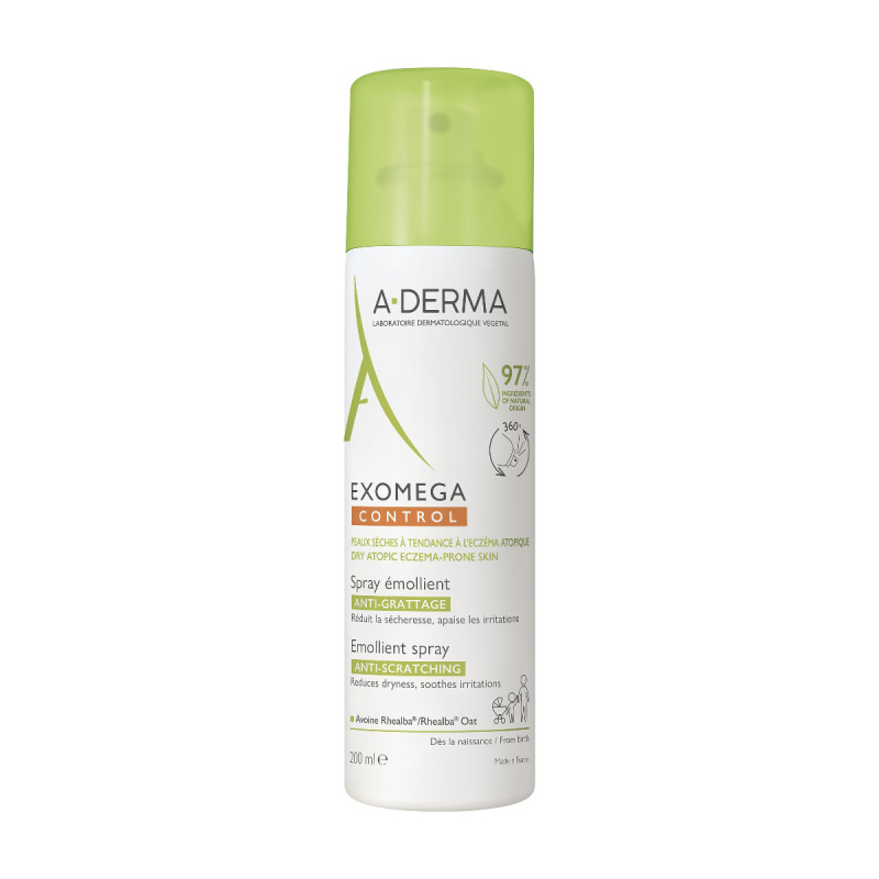A-Derma Exomega Control Emollient spray hydratační krém pro posílení ochranné bariéry citlivé a atopické pokožky ve spreji 200 ml