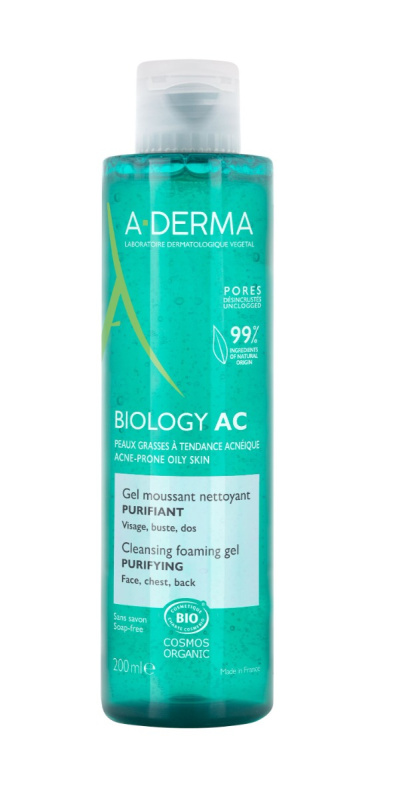 A-Derma Biology AC čisticí pěnivý gel pro mastnou a smíšenou pleť 200 ml