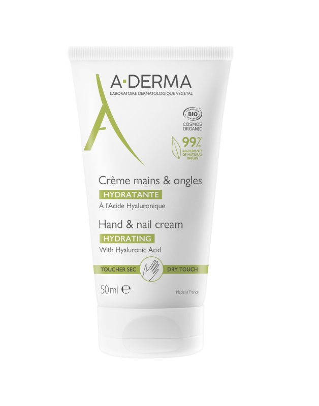A-Derma Essentials Hand & Nail Cream hydratační krém na ruce a nehty s kyselinou hyaluronovou 50 ml