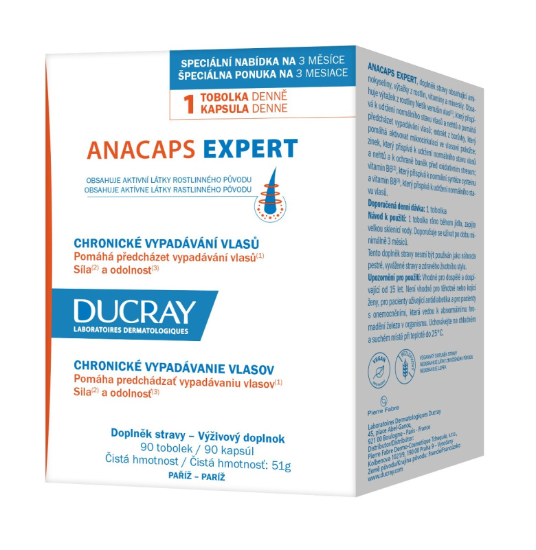 DUCRAY Anacaps Expert-chronické vypadávání vlasů 90 kusů