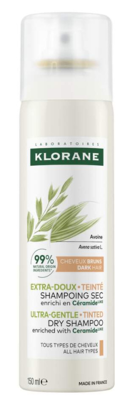Klorane Oves jemný suchý šampon pro tmavé vlasy 150 ml