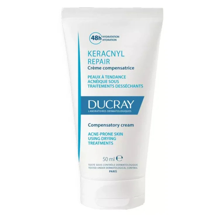 Ducray Keracnyl Repair Soothing Compensating Cream zklidňující a hydratační krém pro citlivou pleť se sklonem k akné 50 ml