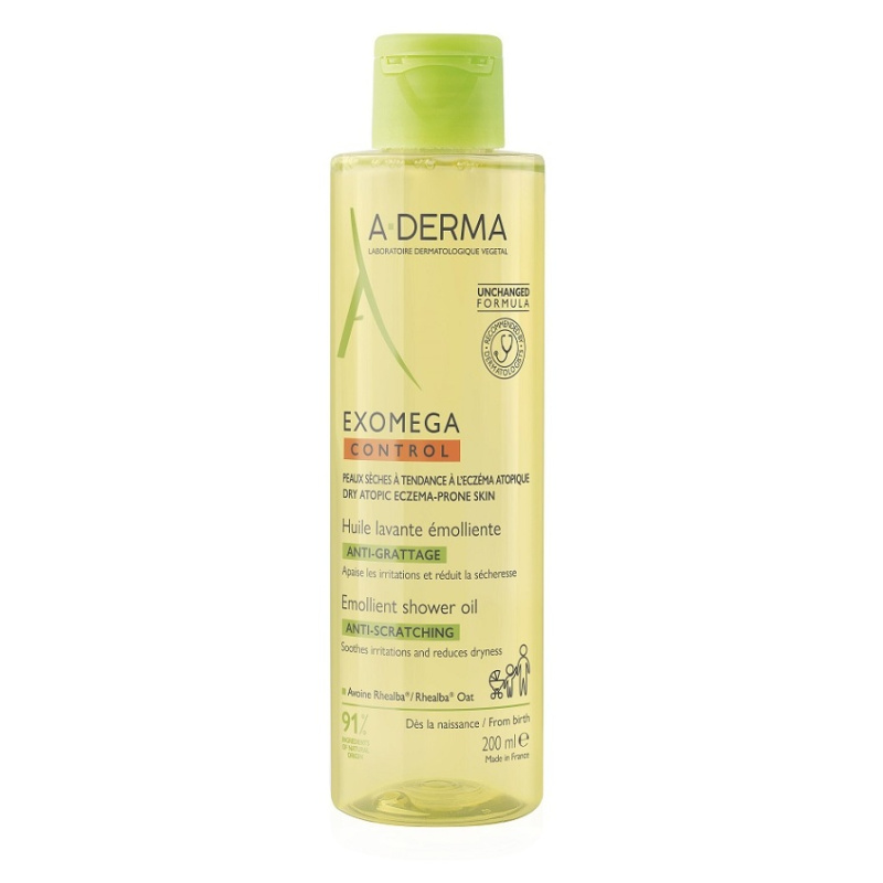 A-Derma Exomega Control Emollient Shower Oil zvláčňující sprchový olej pro suchou až atopickou pokožku 200 ml