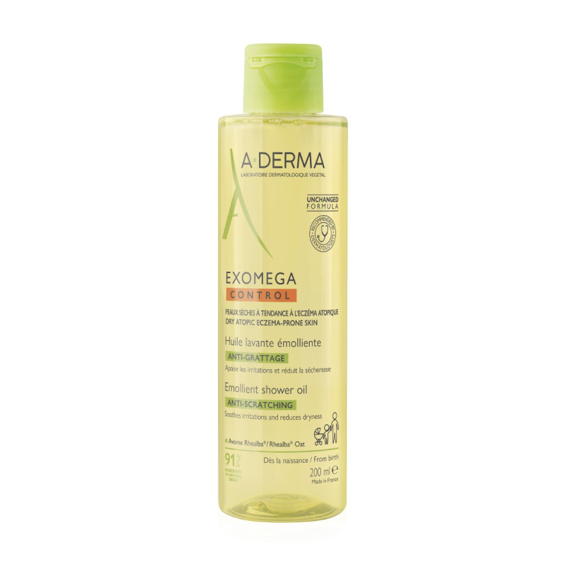 A-Derma Exomega Control Emollient Shower Oil zvláčňující sprchový olej pro suchou až atopickou pokožku 200 ml