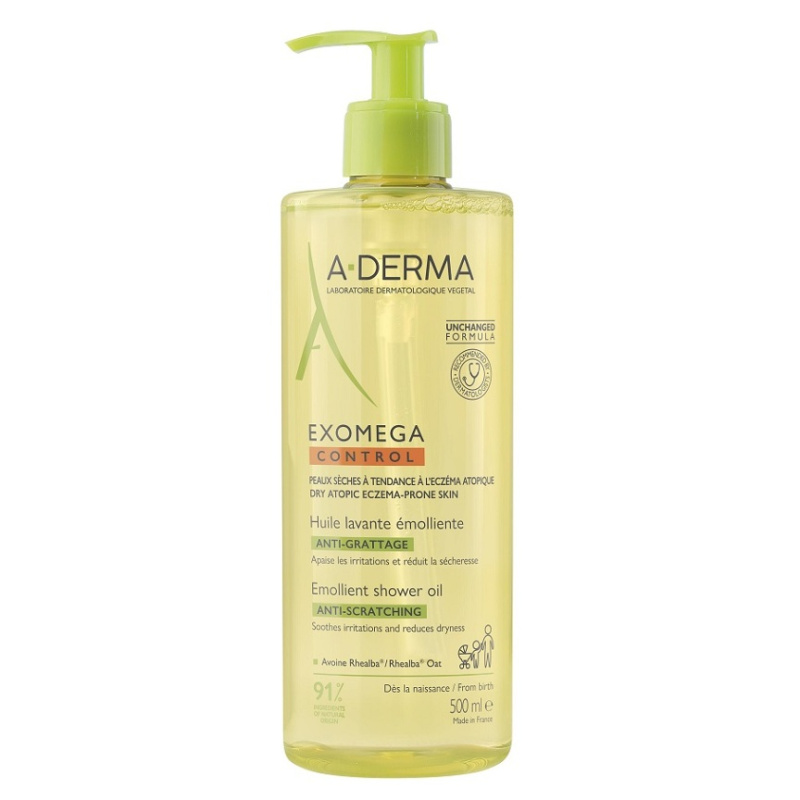 A-Derma Exomega Control Emollient shower oil zvláčňující sprchový olej pro suchou až atopickou pokožku 500 ml