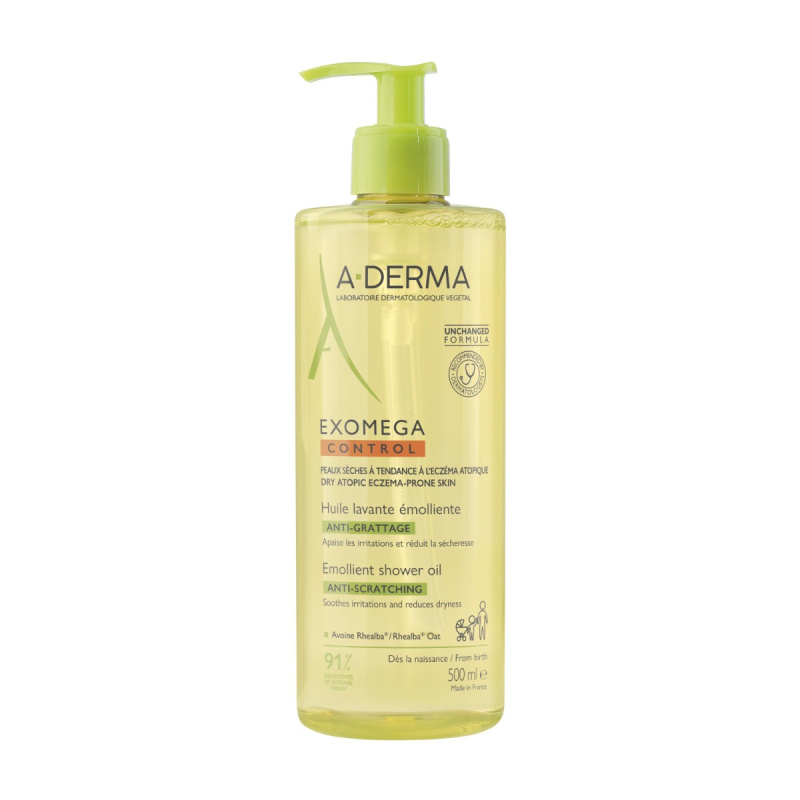 A-Derma Exomega Control Emollient shower oil zvláčňující sprchový olej pro suchou až atopickou pokožku 500 ml