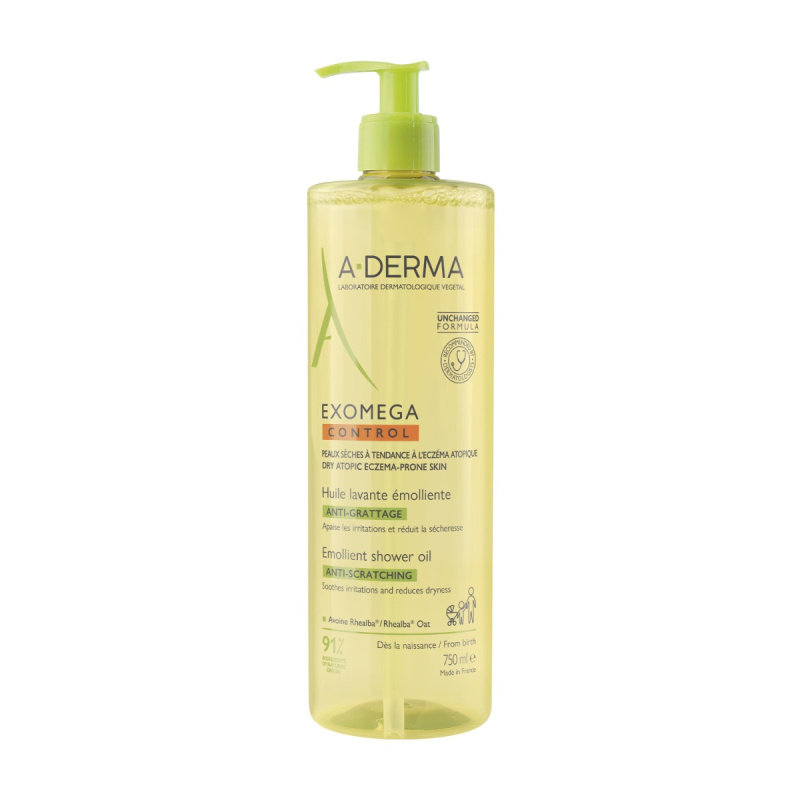 A-Derma Exomega Control Emollient Shower Oil zvláčňující sprchový olej pro suchou až atopickou pokožku 750 ml