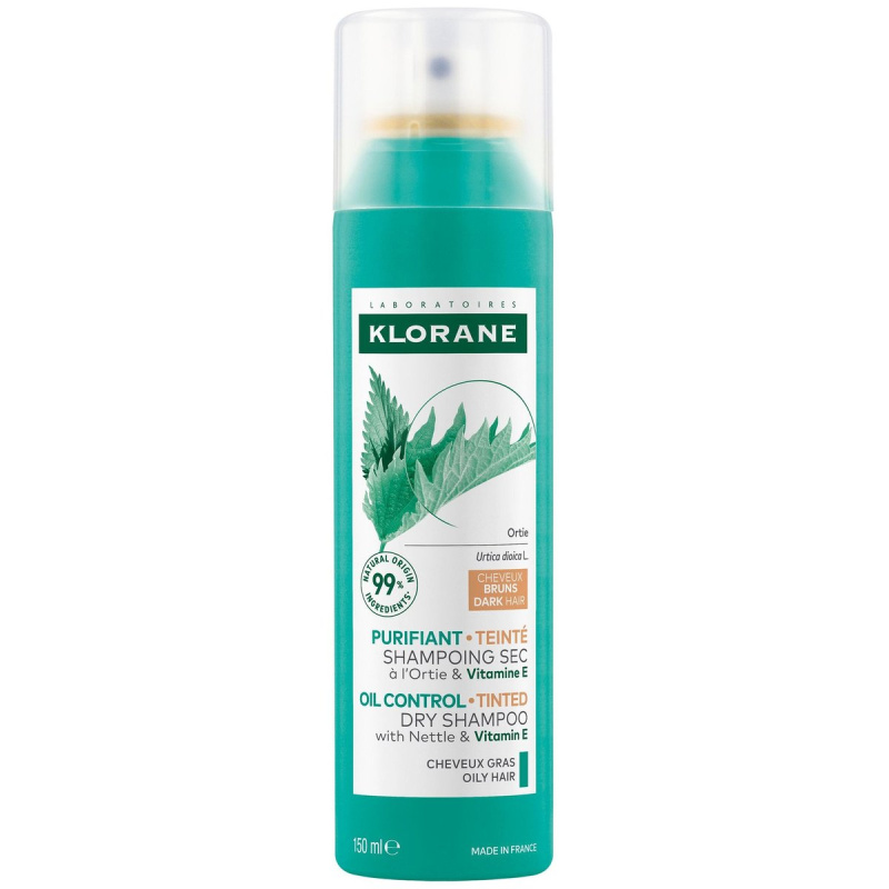 Klorane Kopřiva suchý šampon pro mastné tmavé vlasy 150 ml