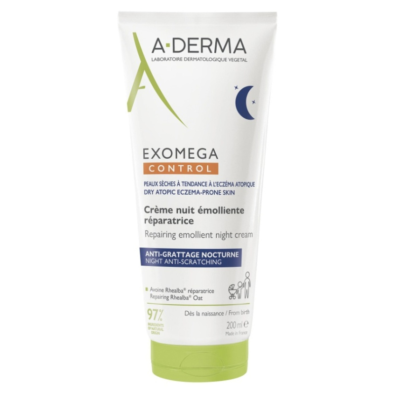 A-Derma Exomega Control Repairing Emollient Night Cream regenerační noční krém proti škrábání 200 ml