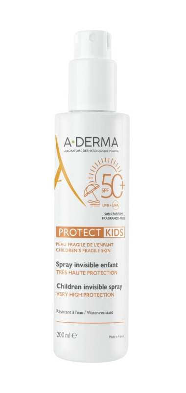 A-Derma Protect Kids Children Invisible Spray ochranné opalovací mléko ve spreji SPF 50+ pro děti 200 ml