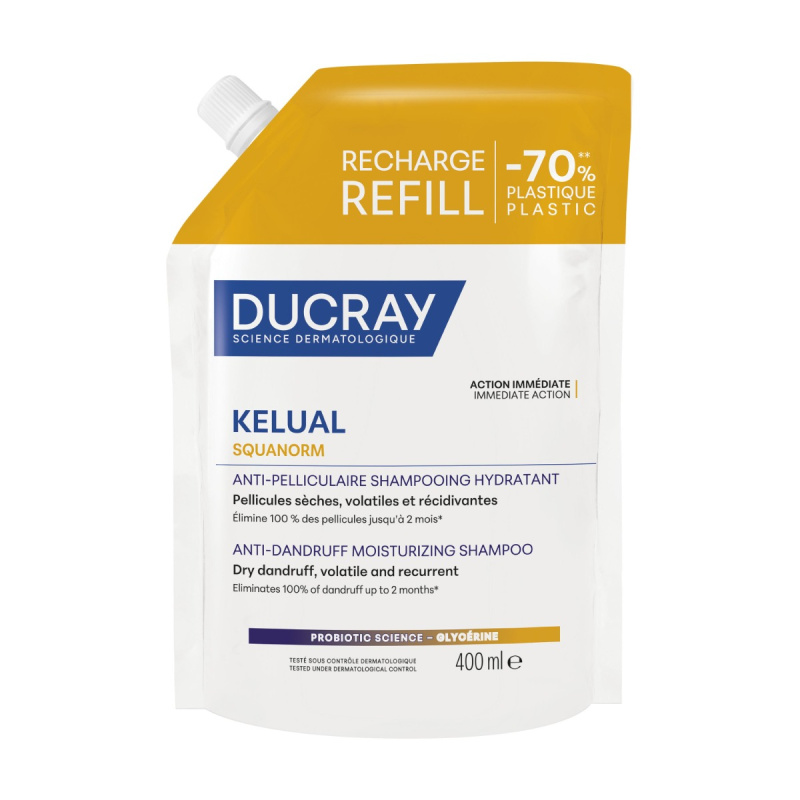 DUCRAY Kelual Squanorm hydratační šampon proti suchým lupům náplň 400 ml