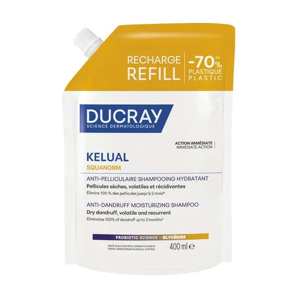 DUCRAY Kelual Squanorm hydratační šampon proti suchým lupům náplň 400 ml
