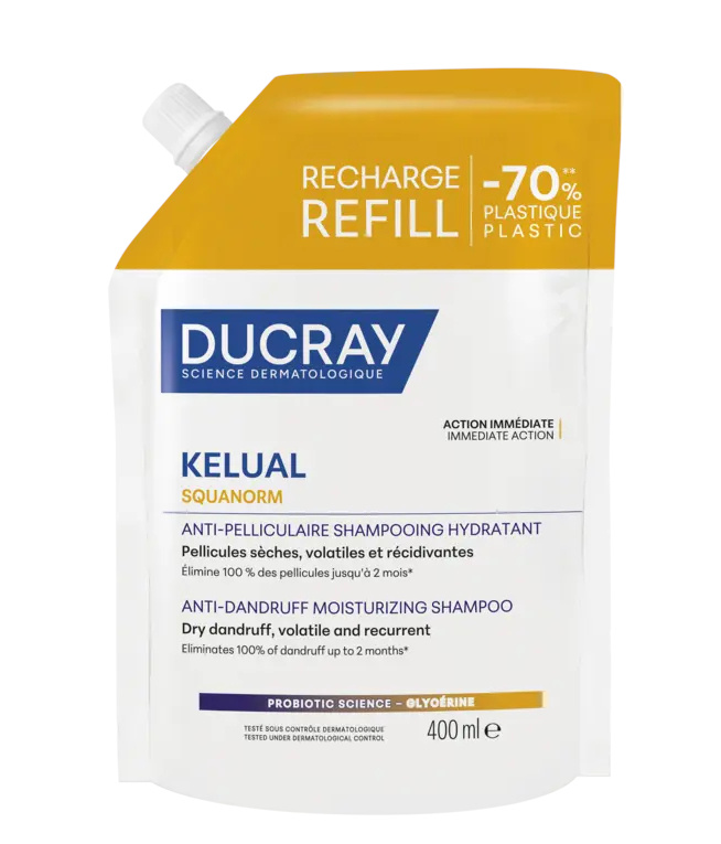 DUCRAY Kelual Squanorm hydratační šampon proti suchým lupům náplň 400 ml