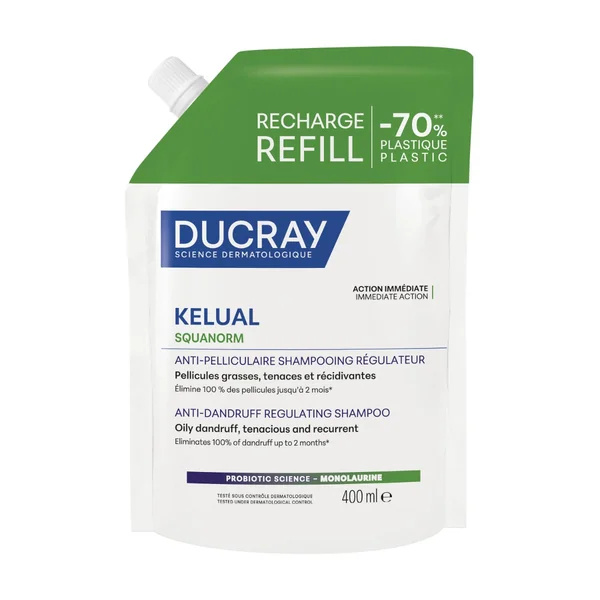 DUCRAY Kelual Squanorm regulační šampon proti mastným lupům náplň 400 ml