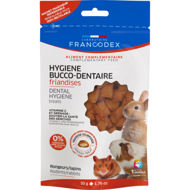 Francodex Pochoutka Dental pro hlodavce a králíky  50g