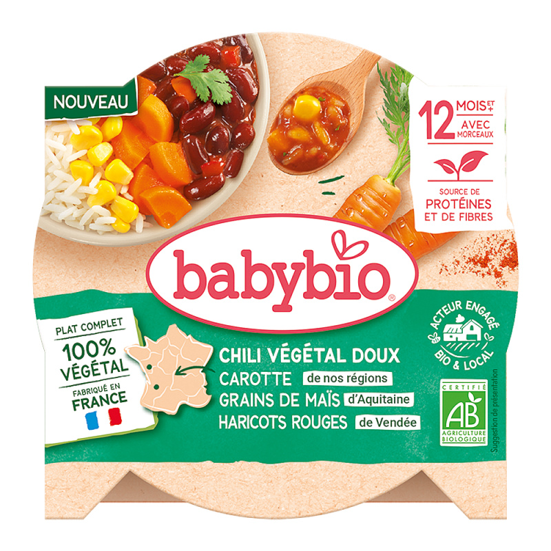 BABYBIO Zeleninové chilli con carne s červenými fazolemi BIO 230 g