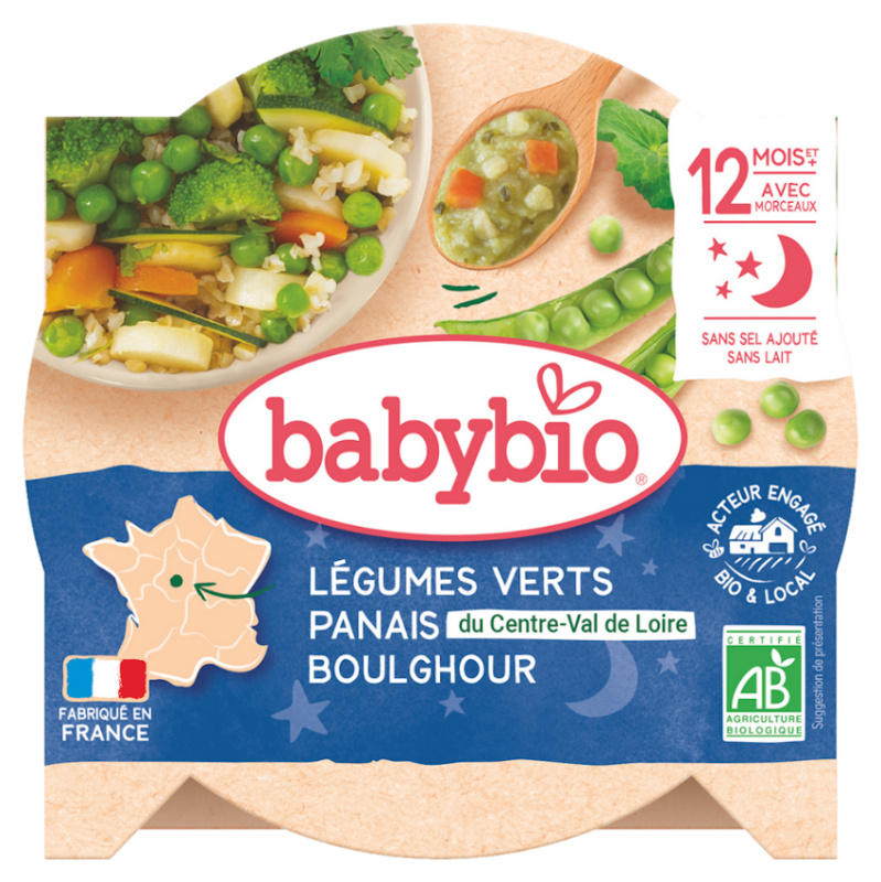 BABYBIO Zelená zelenina pastinák a boulghour s koriandrem 230 g