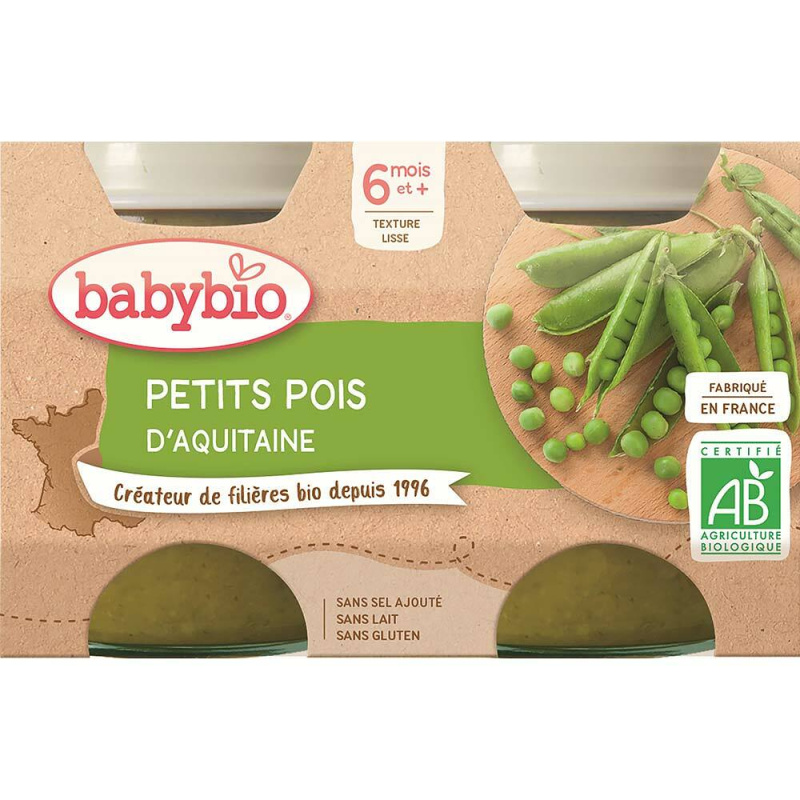 BABYBIO Zeleninový příkrm s hráškem 2 x 130 g