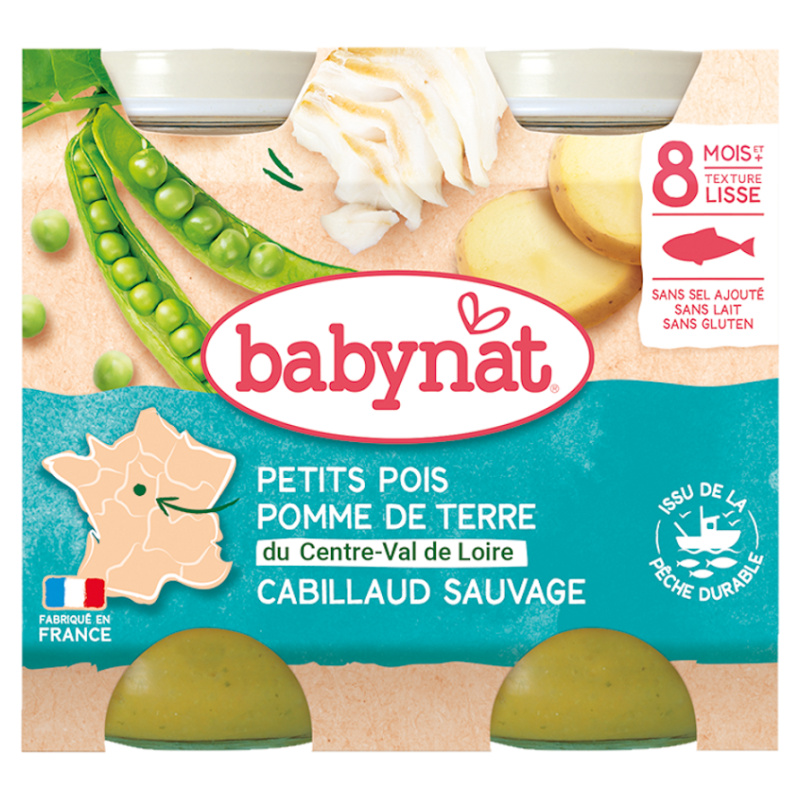 BABYNAT Hrášek a brambory s islandskou treskou 2x200 g