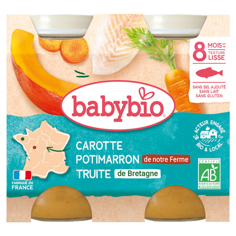 Babybio BIO Mrkev a dýně se pstruhem (2×200g)