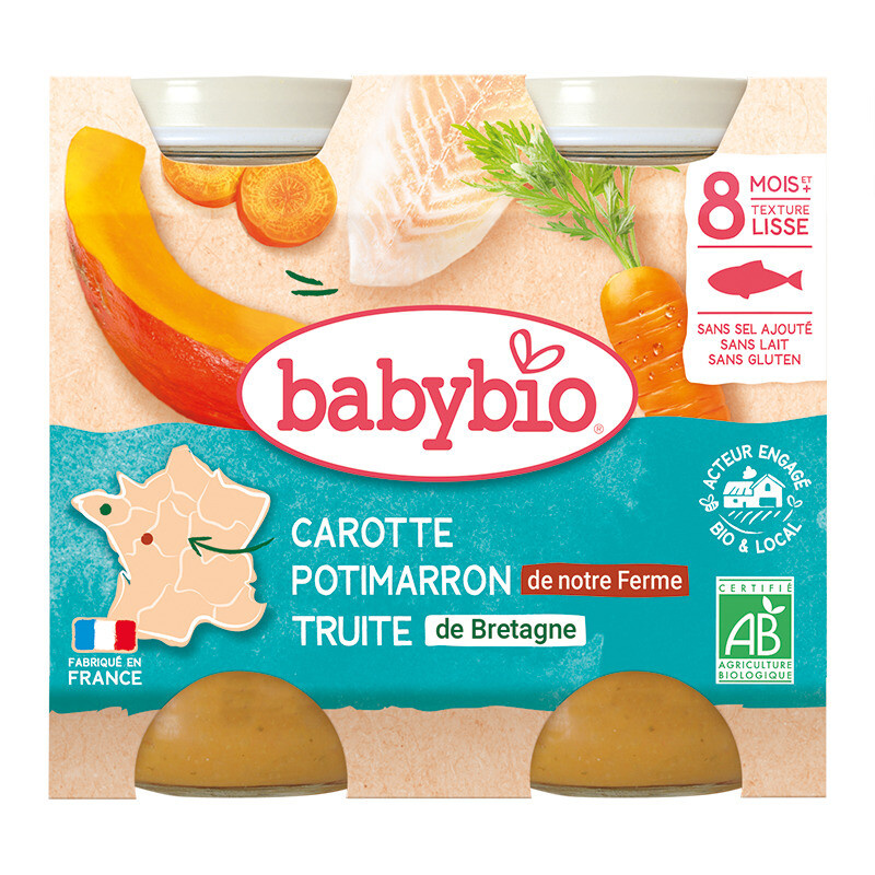 Babybio BIO Mrkev a dýně se pstruhem (2×200g)