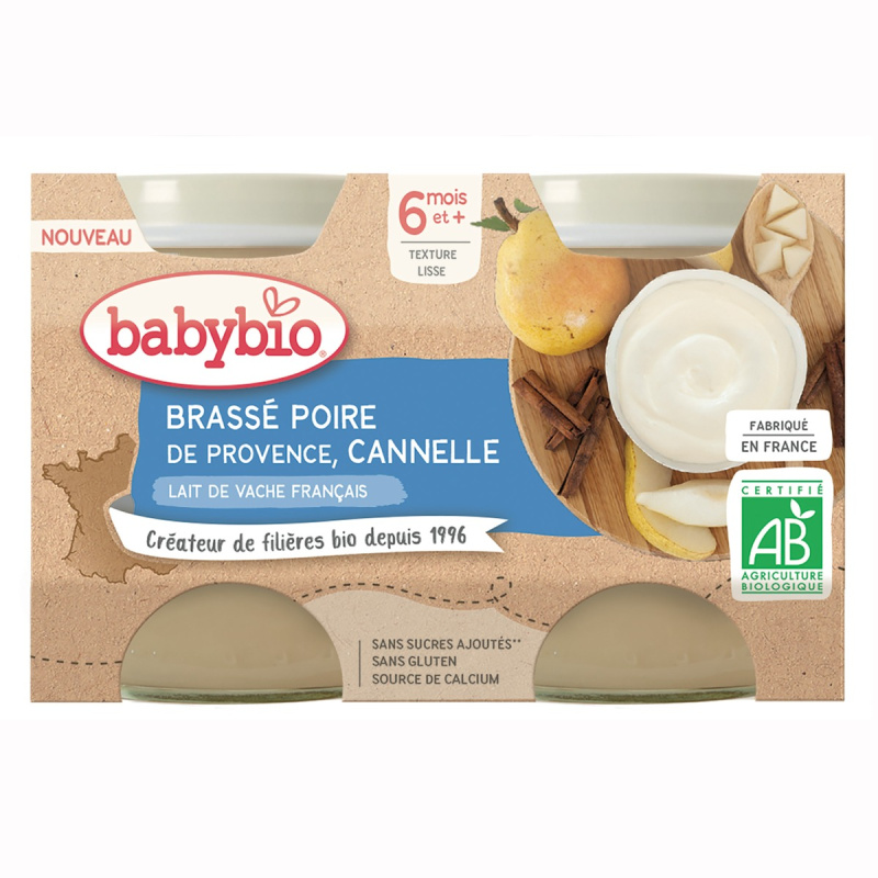 BABYBIO Brassé hruška skořice 2 x 130 g