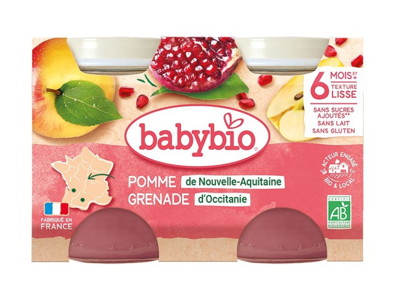 BABYBIO Jablko s granátovým jablíčkem 2 x 130 g